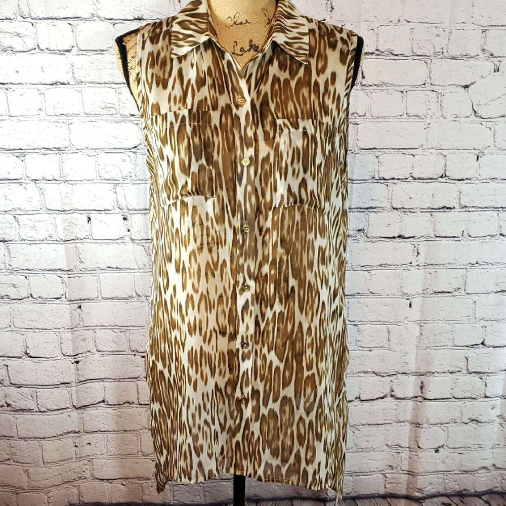 Chico's Asymmetrical Sheer Sleeveless Blouse — Chico's Size 1/US Size 8